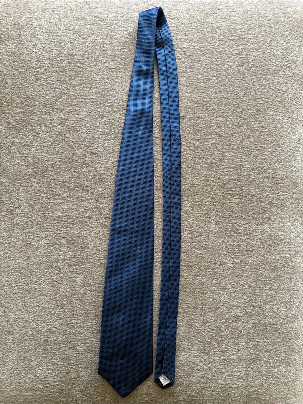 Paul Fredrick Navy Blue Textured Grid Silk Tie Necktie